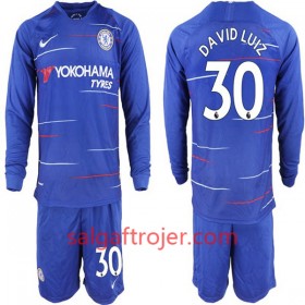 Chelsea Fodboldtrøjer David Luiz 30 Børn Hjemmebanesæt 2018/19 Langærmet